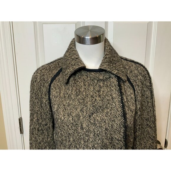 Lanvin Black Gray Tweed Mohair Wool Blend Zip-Up Moto Jacket Fringe Size 38 | 6 - Picture 2 of 7